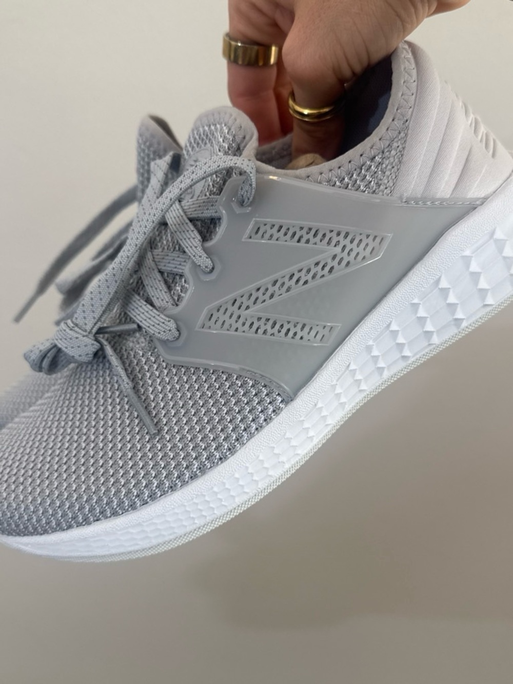 New Balance Light Gray Knit Women's Sneakers